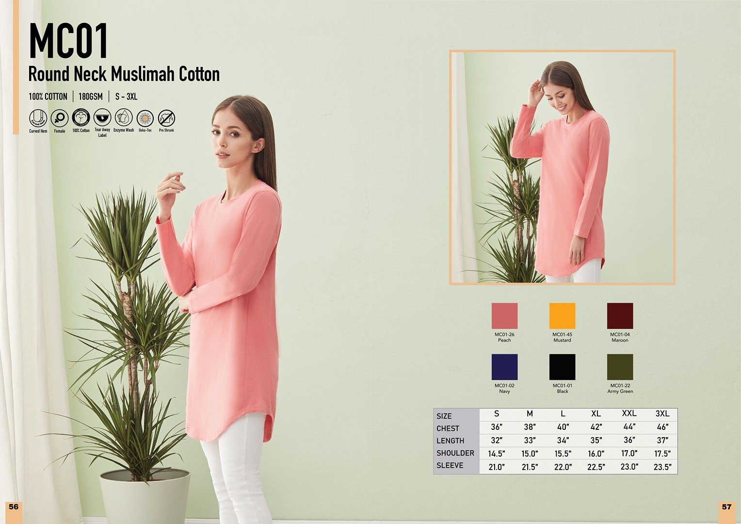Muslimah Round Neck Cotton - MC01