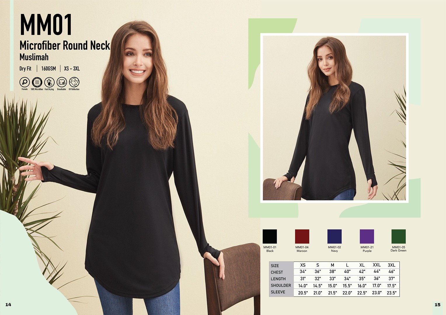 Muslimah Microfiber Round Neck - MM01